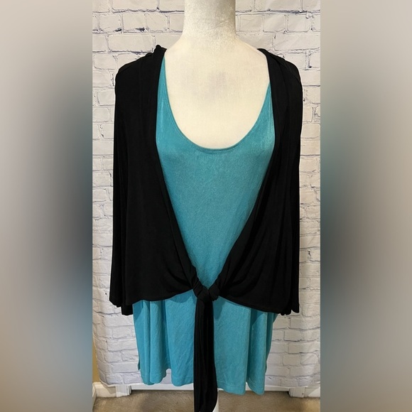 CM Shapes Stretchy Top Blouse Blue/black Size 5X - Picture 1 of 6